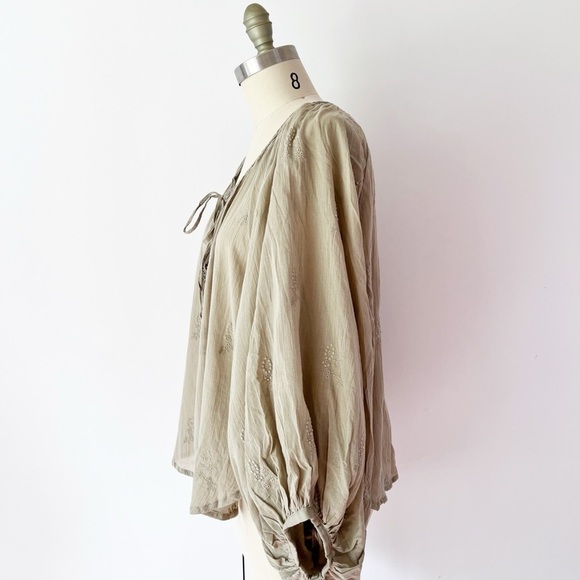 ZLEurope Boho Draped Dolman 100% Cotton Blouse Beach Resort Cruise Shirt - Picture 3 of 10